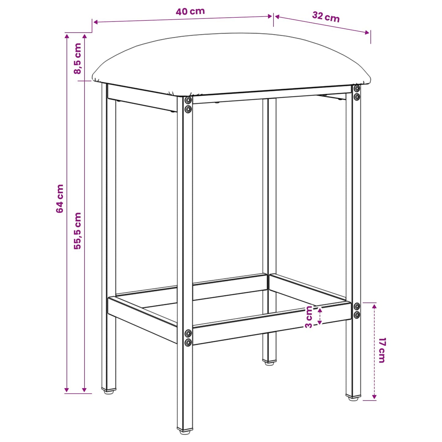 Bar Stool Blue 40 x 32 x 64 cm Engineered Wood