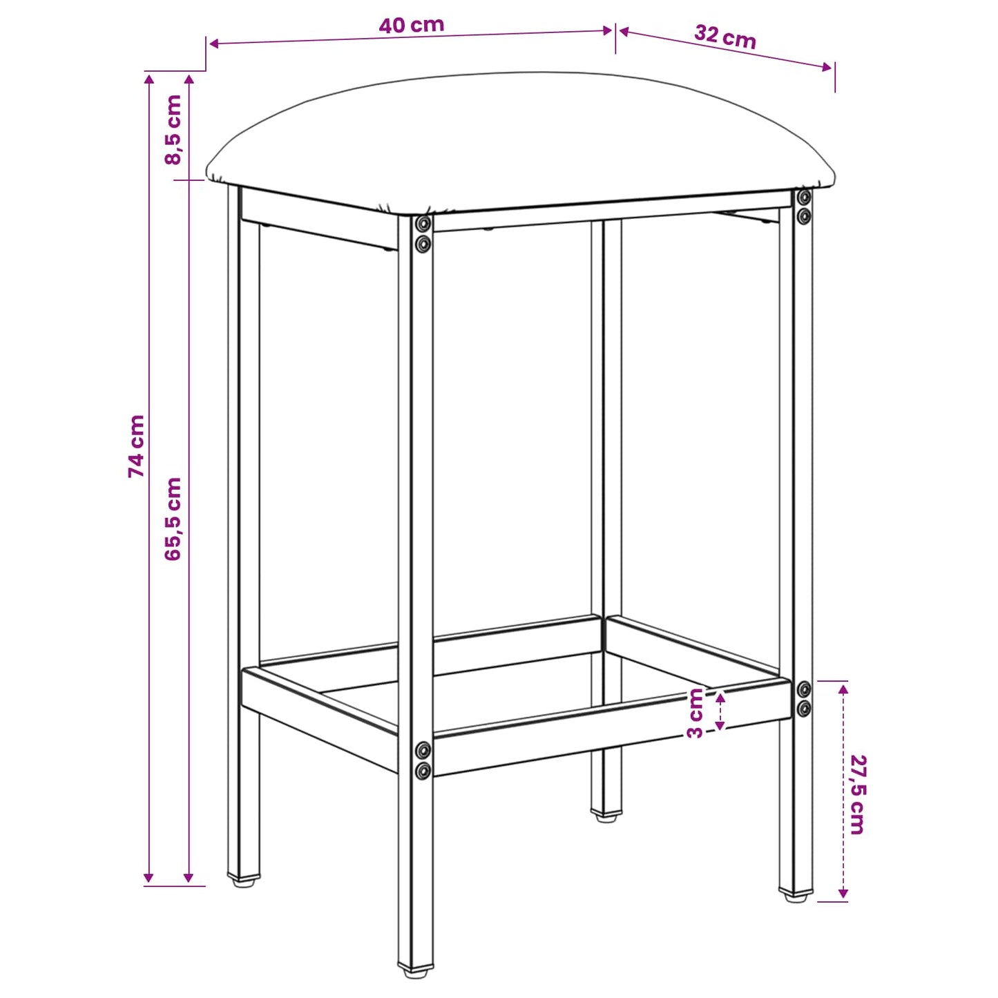 Bar Stool Taupe 40 x 32 x 74 cm Engineered Wood