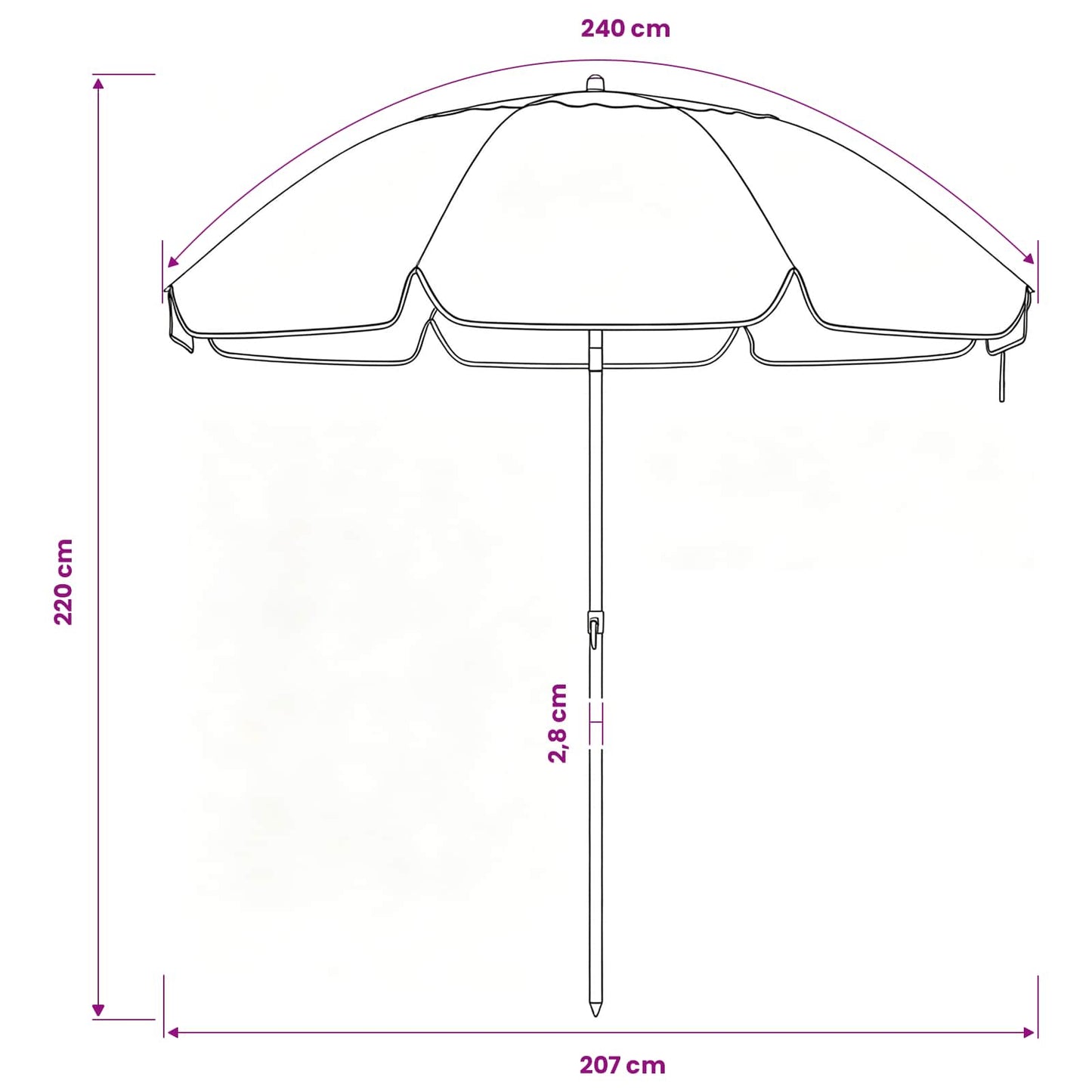 Garden Parasol 240 cm 170T Polyester Orange