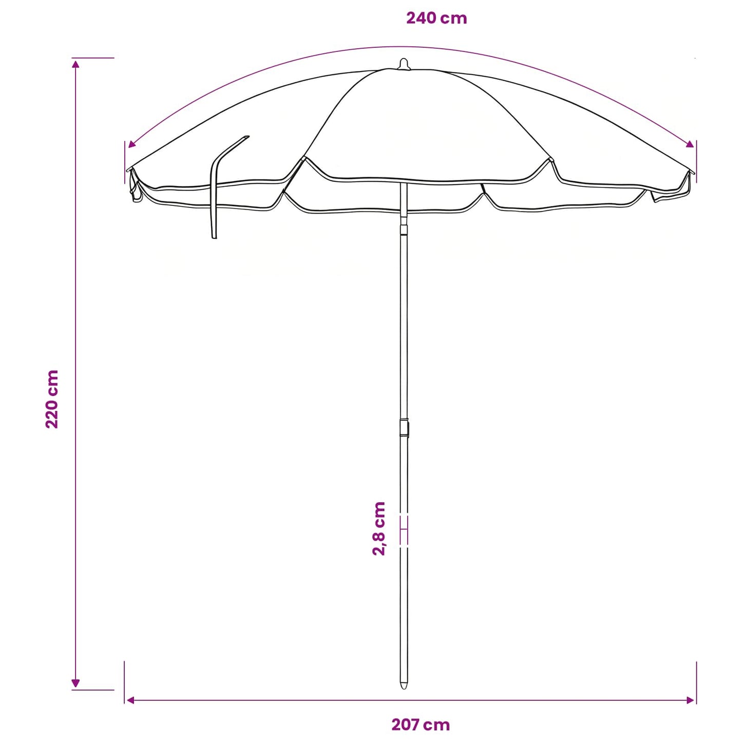 Garden Parasol 240 cm 170T Polyester Orange