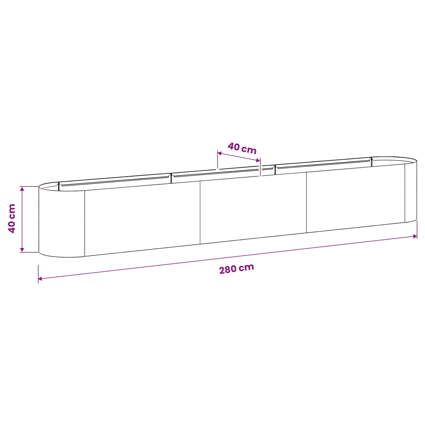 Raised Garden Bed Olive Green 280 x 40x 40 cm