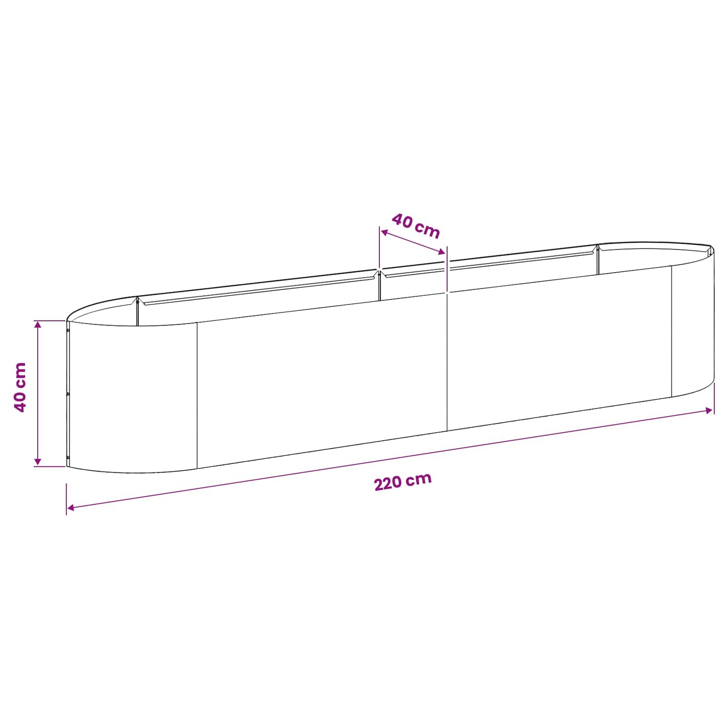 Raised Garden Bed Olive Green 220 x 40x 40 cm Steel