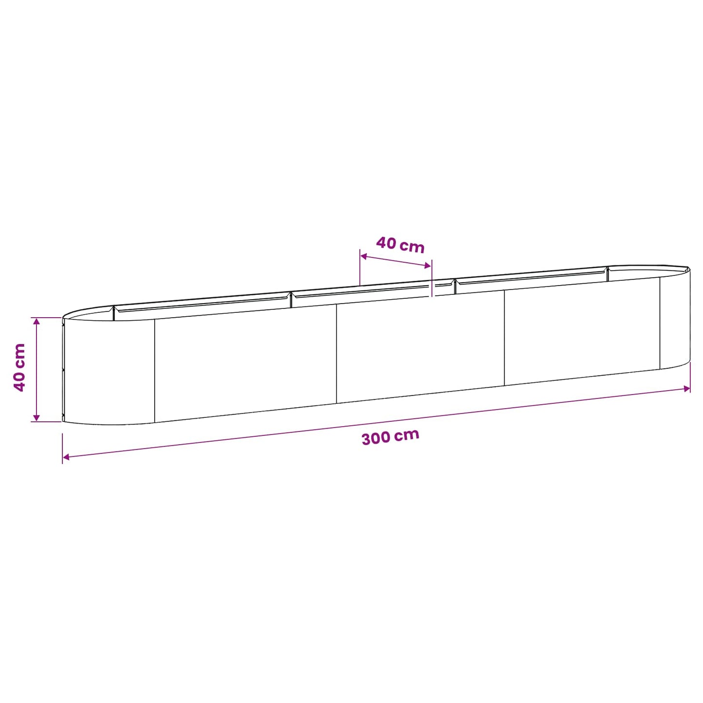 Raised Garden Bed White 300 x 40x 40 cm Steel