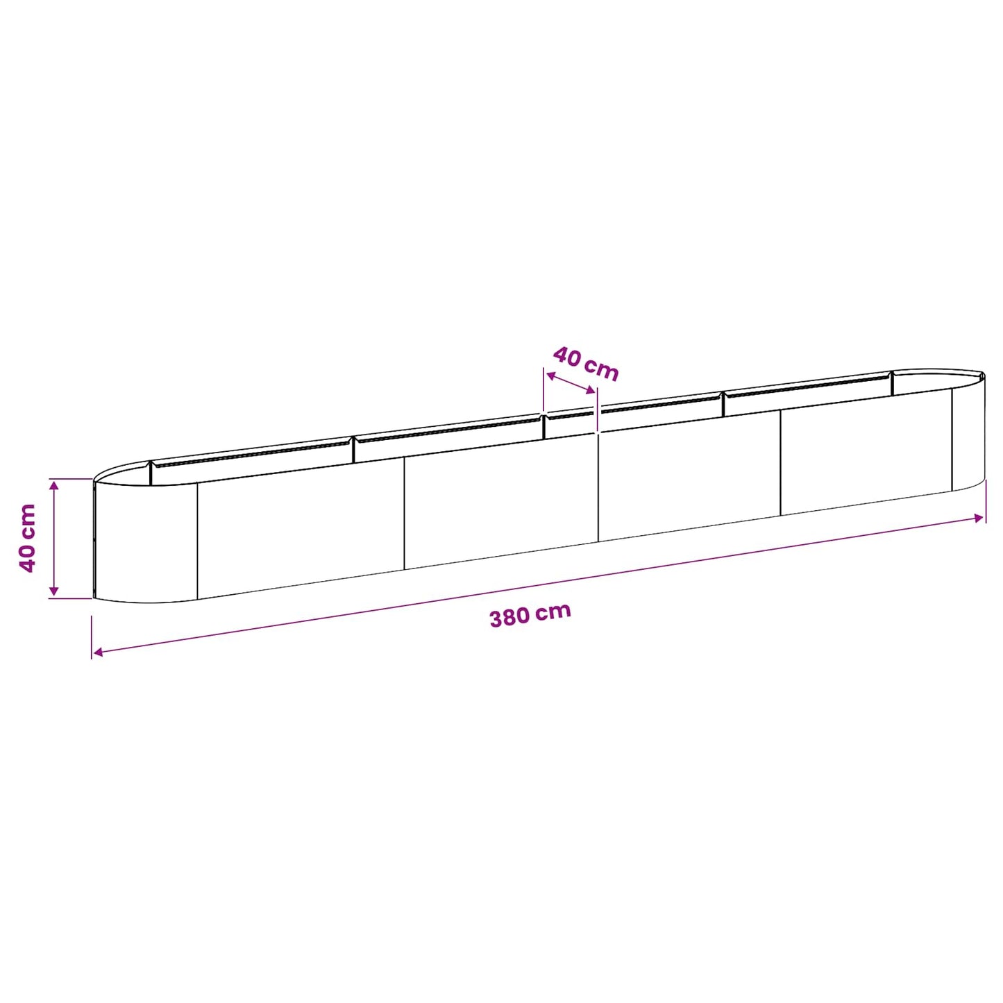 Raised Garden Bed Olive Green 380 x 40x 40 cm Steel