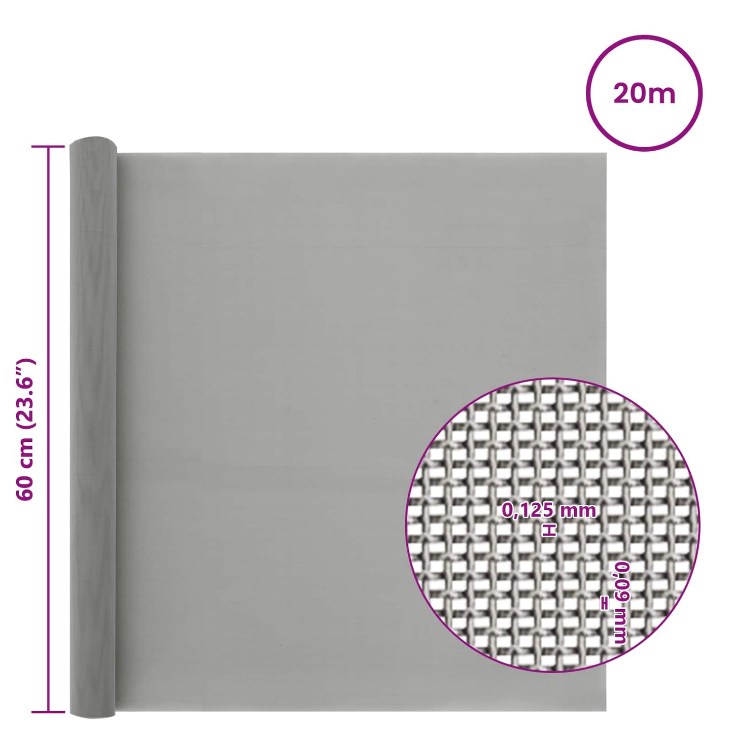 Mesh Screen 60 x 2000 cm 120 Mesh Stainless Steel 201 Silver