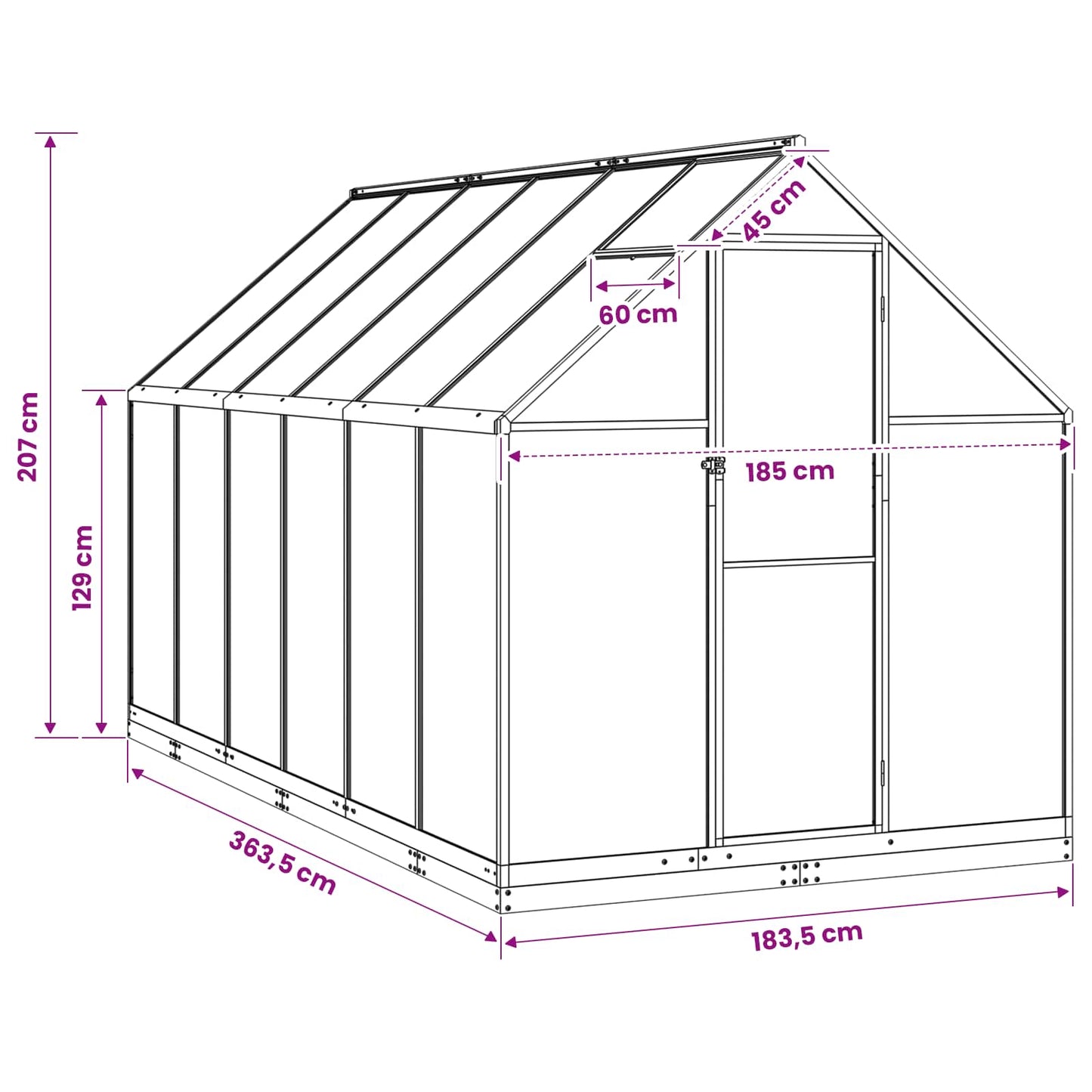 Garden Greenhouse Anthracite 72.24 x 143.11 x 81.50 in