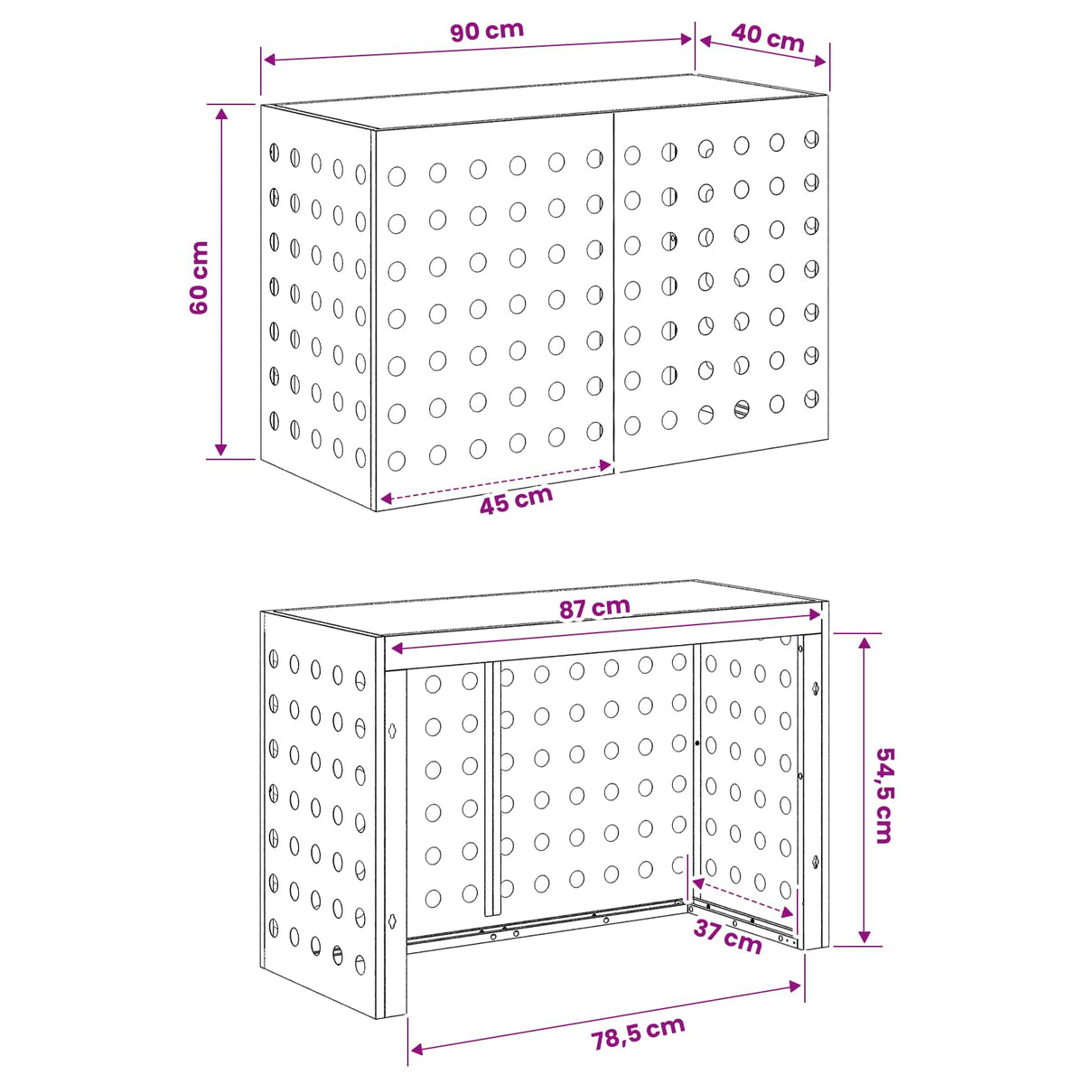 Air Conditioner Cover Silver 90 x 40 x 60 cm Stainless Steel