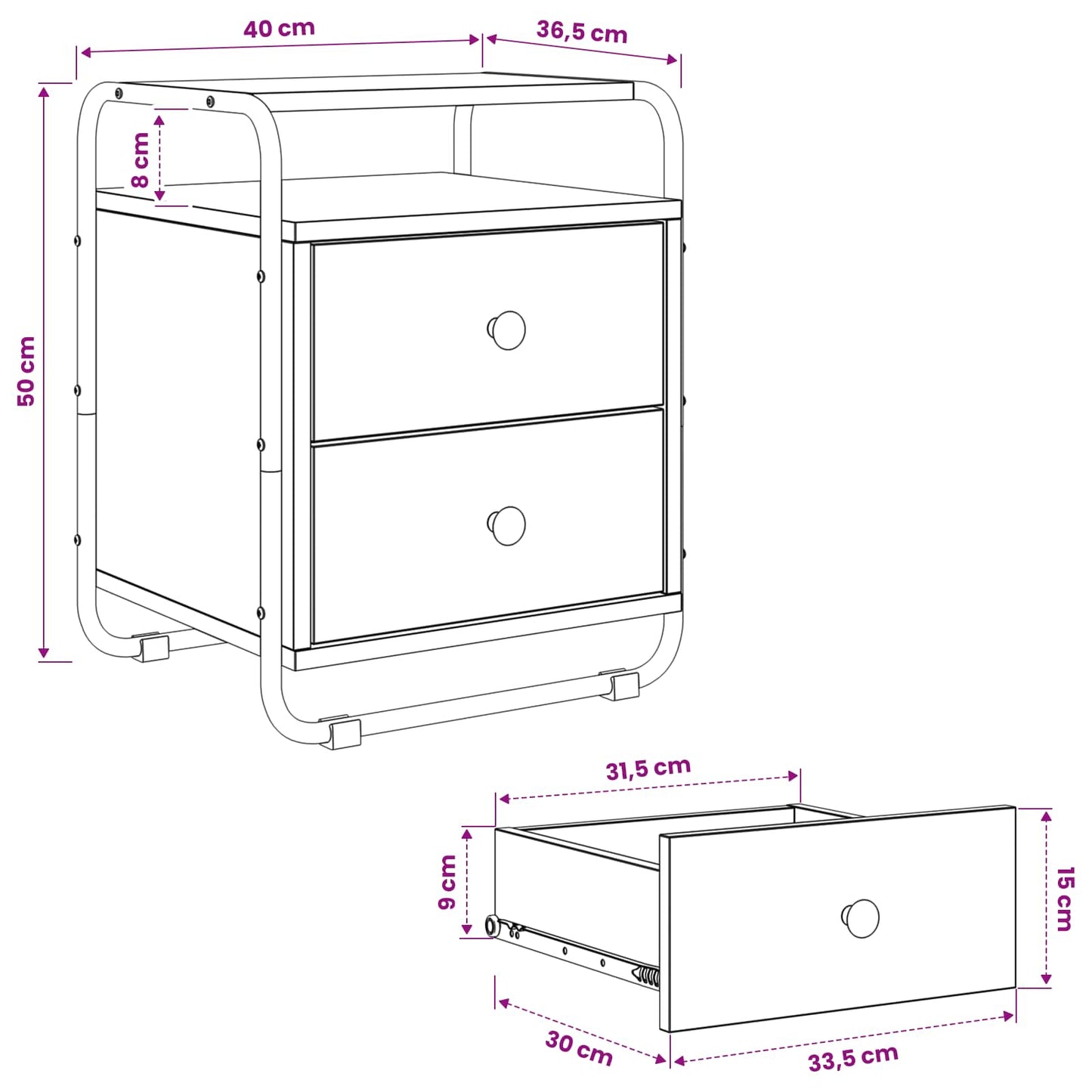 Bedside Cabinet 2 pcs Smoked Oak 40 x 36.5 x 50 cm