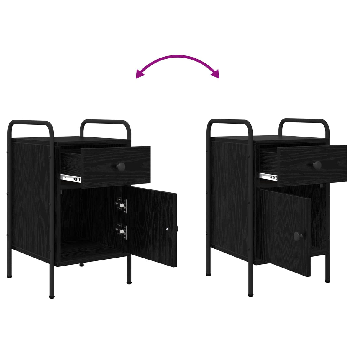Bedside Cabinet Black Oak 35 x 36.5 x 61 cm Engineered Wood