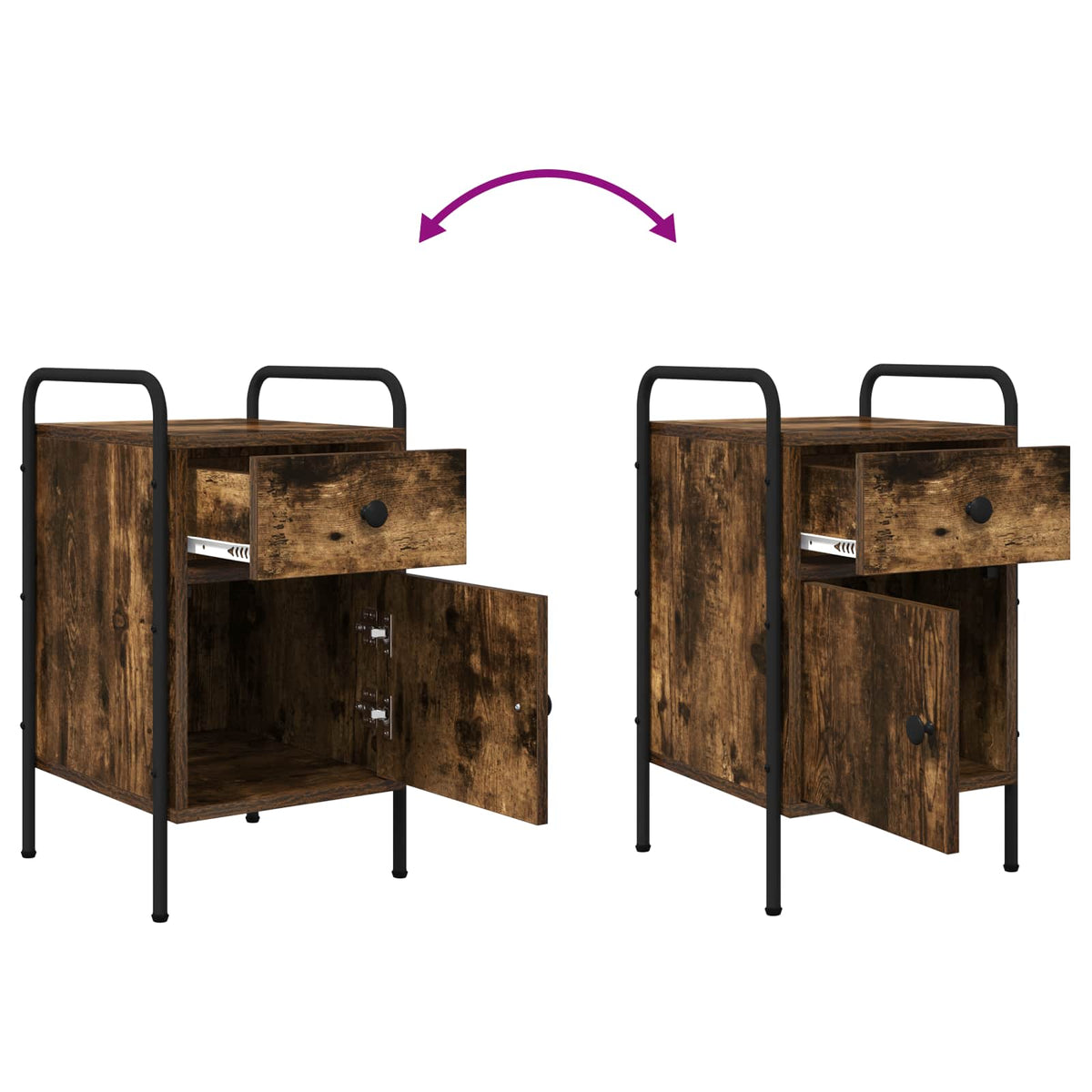 Bedside Cabinet Smoked Oak 35 x 36.5 x 61 cm Engineered Wood