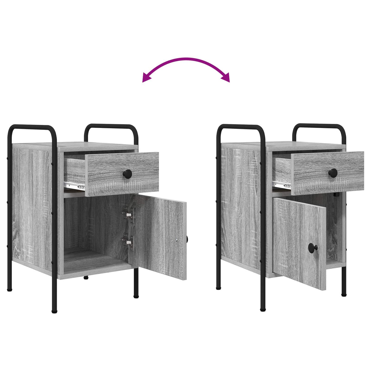 Bedside Cabinet Grey Sonoma 35 x 36.5 x 61 cm Engineered Wood