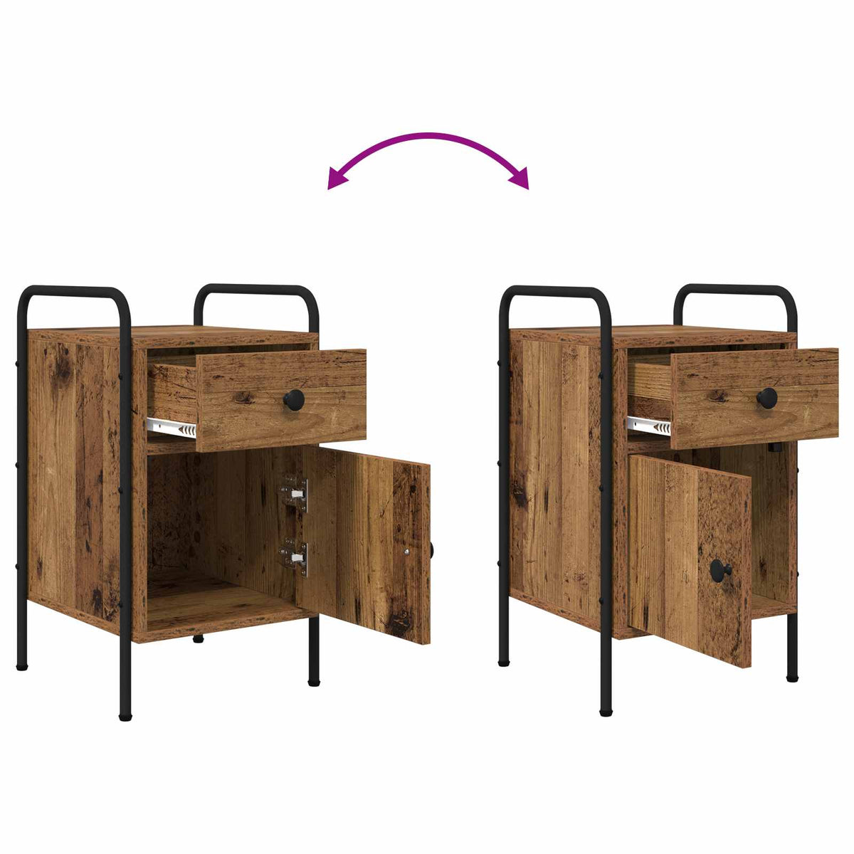 Bedside Cabinet Old Wood 35 x 36.5 x 61 cm Engineered Wood