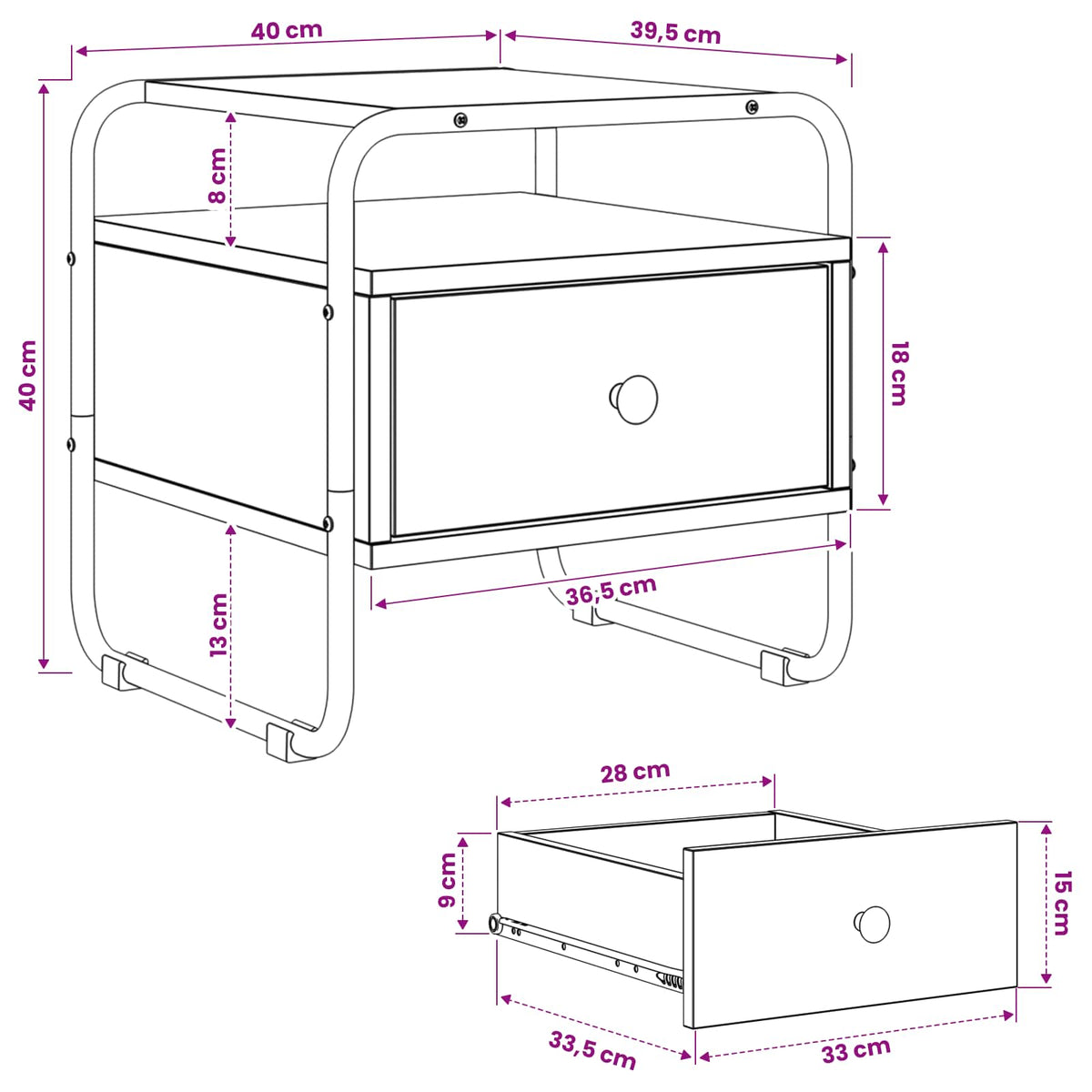 Bedside Cabinet 2 pcs Smoked Oak 40 x 39.5 x 40 cm