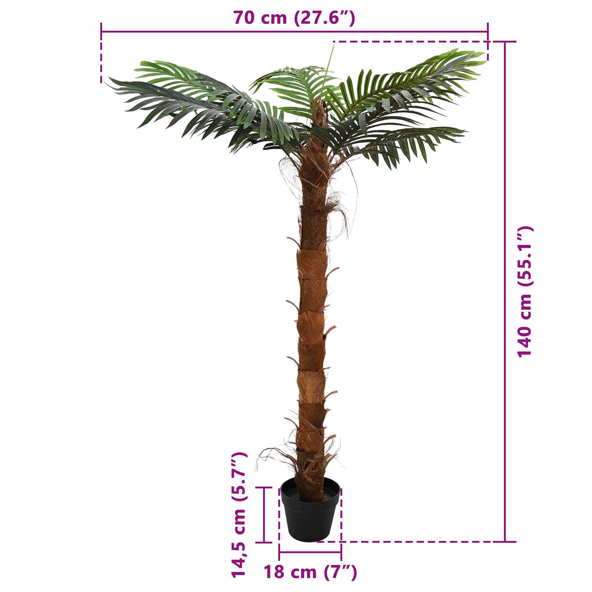 Artificial Cocuspalm Tree Green 70 x 18 x 140 cm