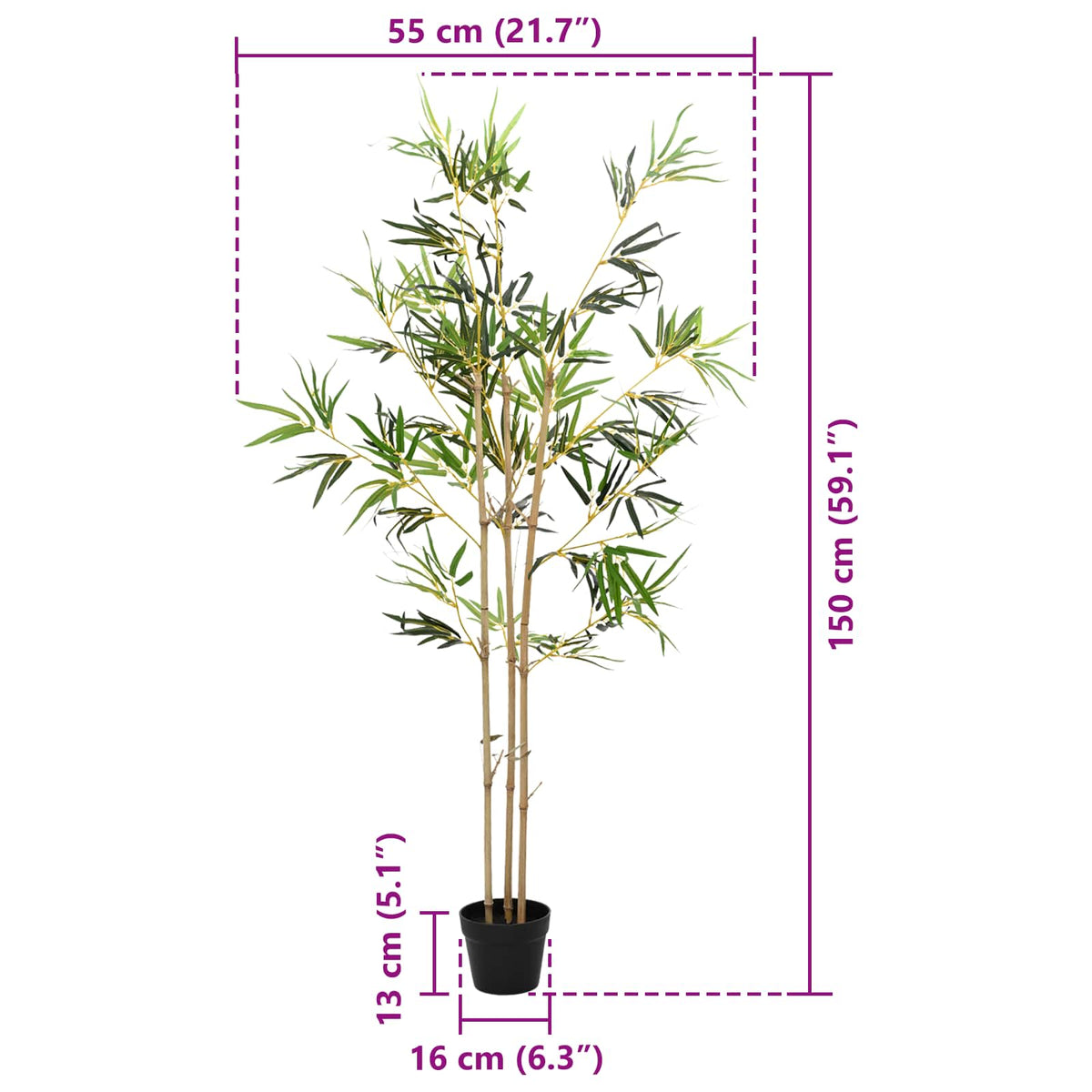 Artificial Bambo Tree Green 55 x 16 x 150 cm Fabric and Bamboo