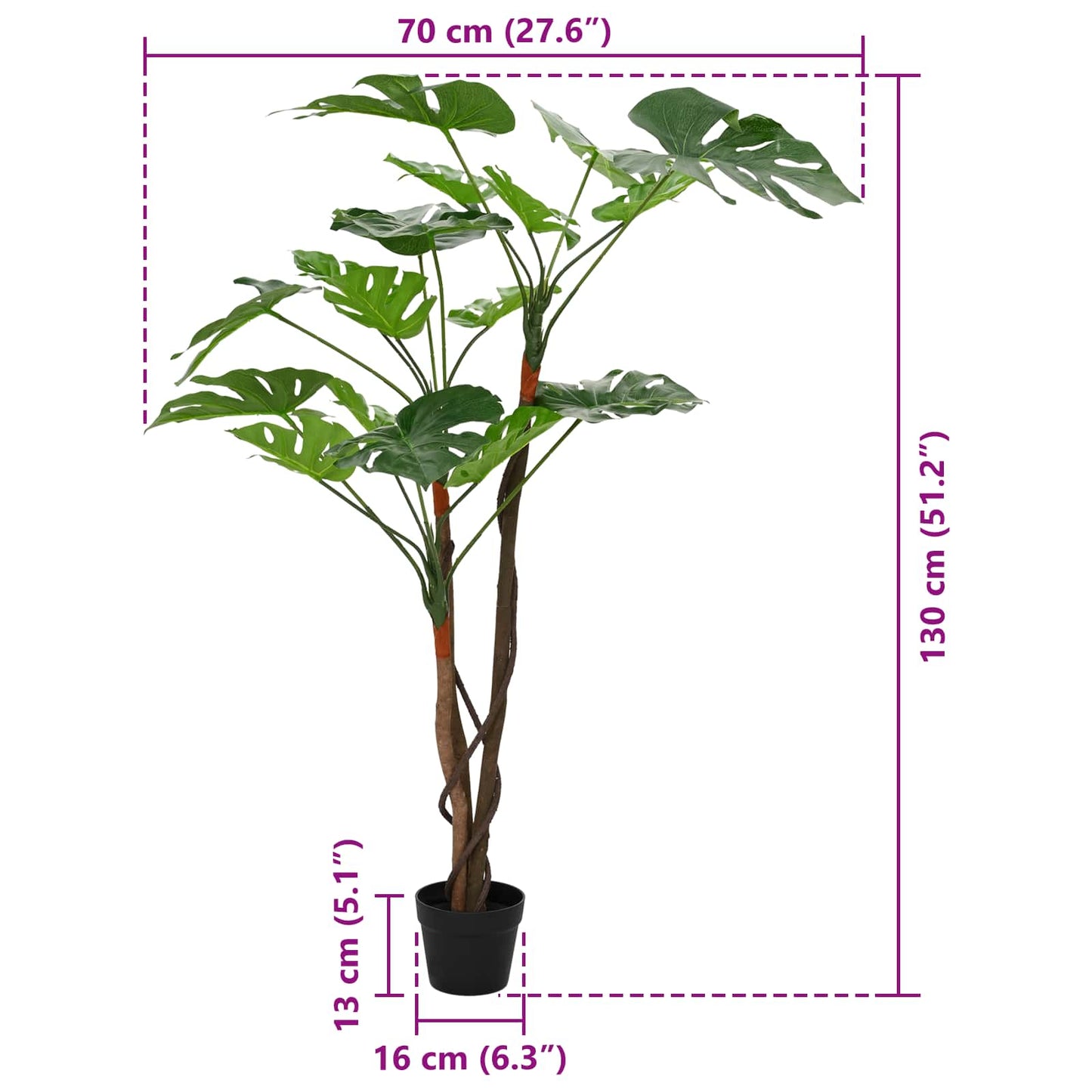 Artificial Monstera Plant Green 70 x 16 x 130 cm
