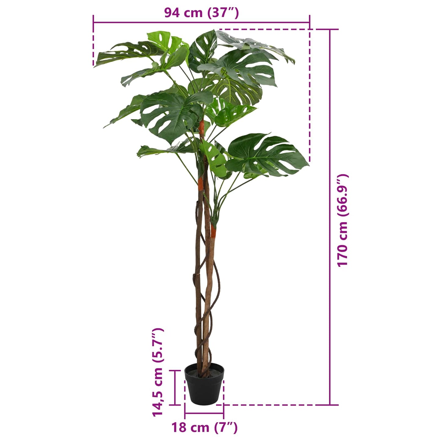 Artificial Monstera Plant Green 94 x 18 x 170 cm