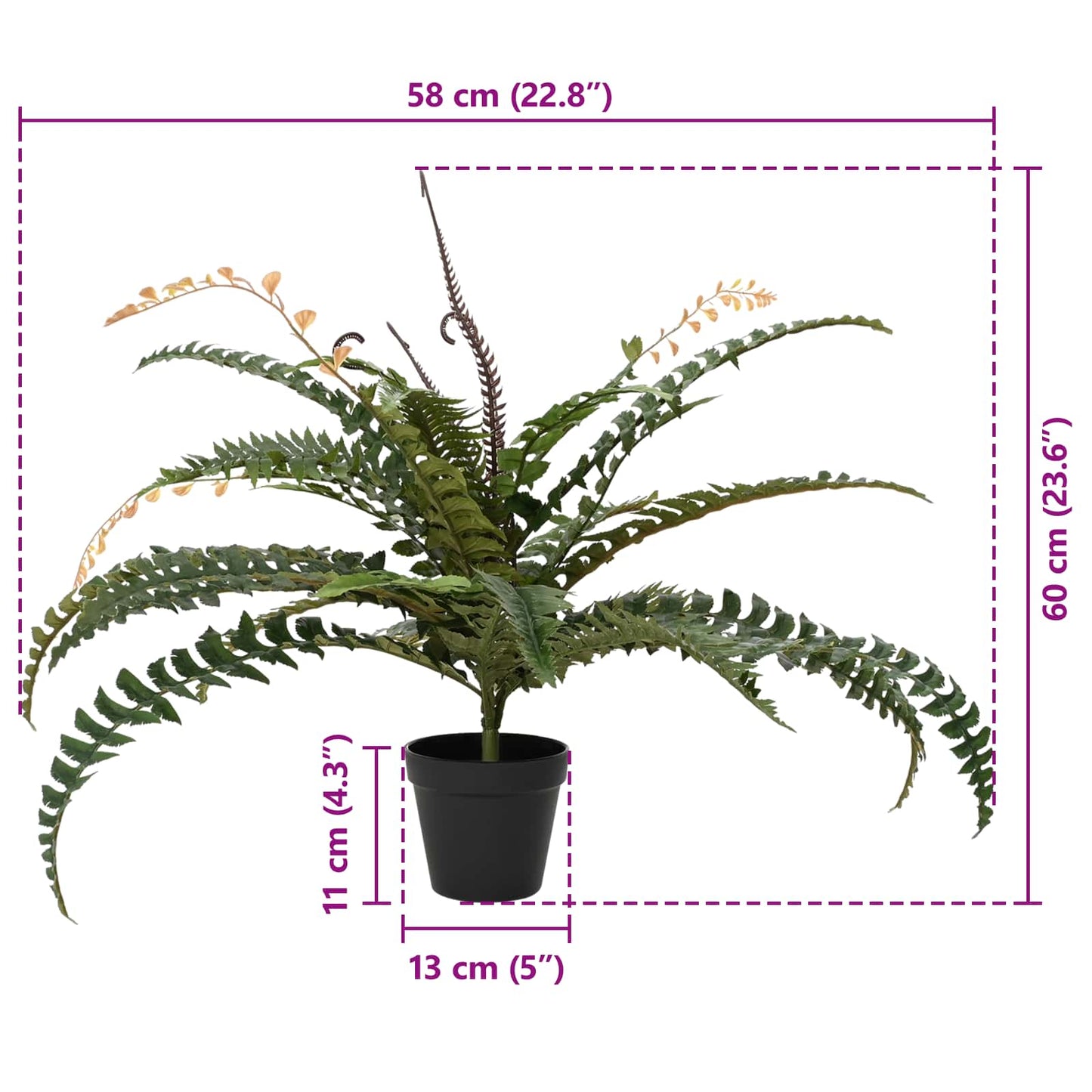 Artificial Fern Tree Green 58 x 13 x 60 cm Fabric and PE
