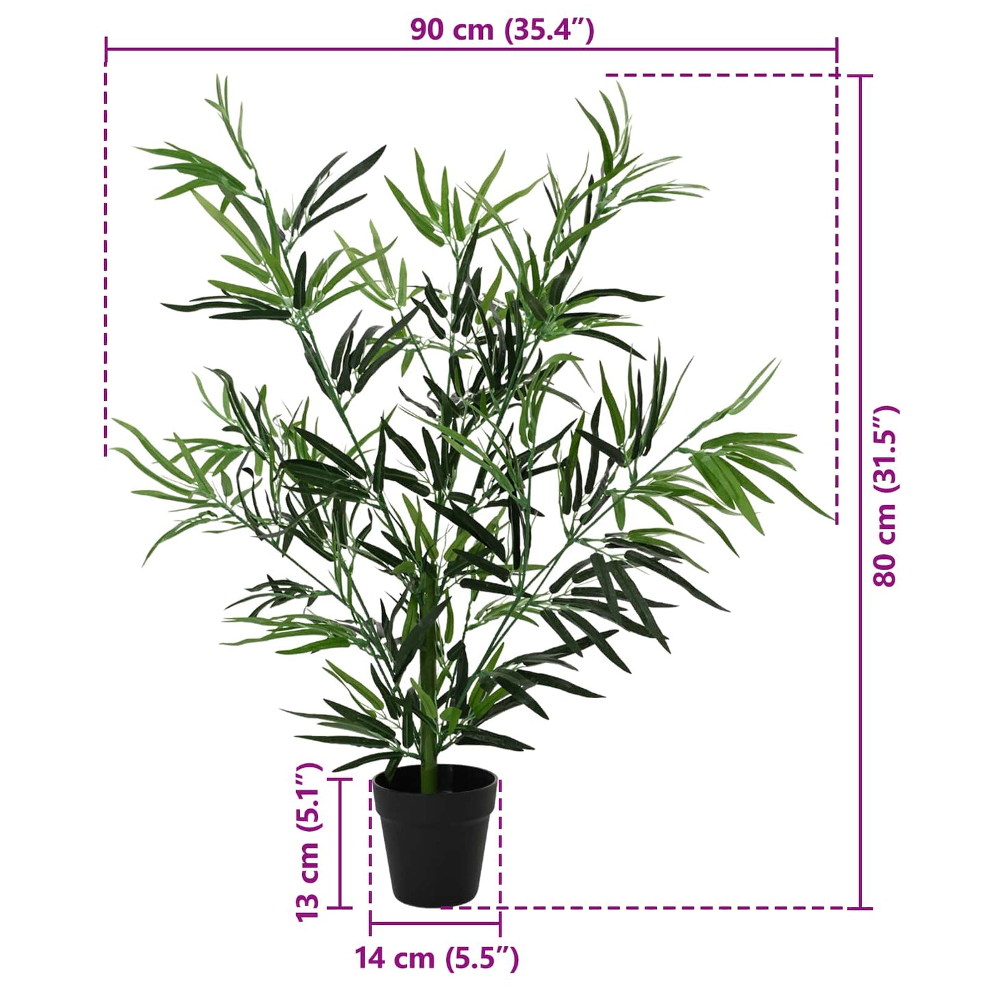 Artificial Bambo Tree Green 90 x 14 x 80 cm Fabric and Bamboo