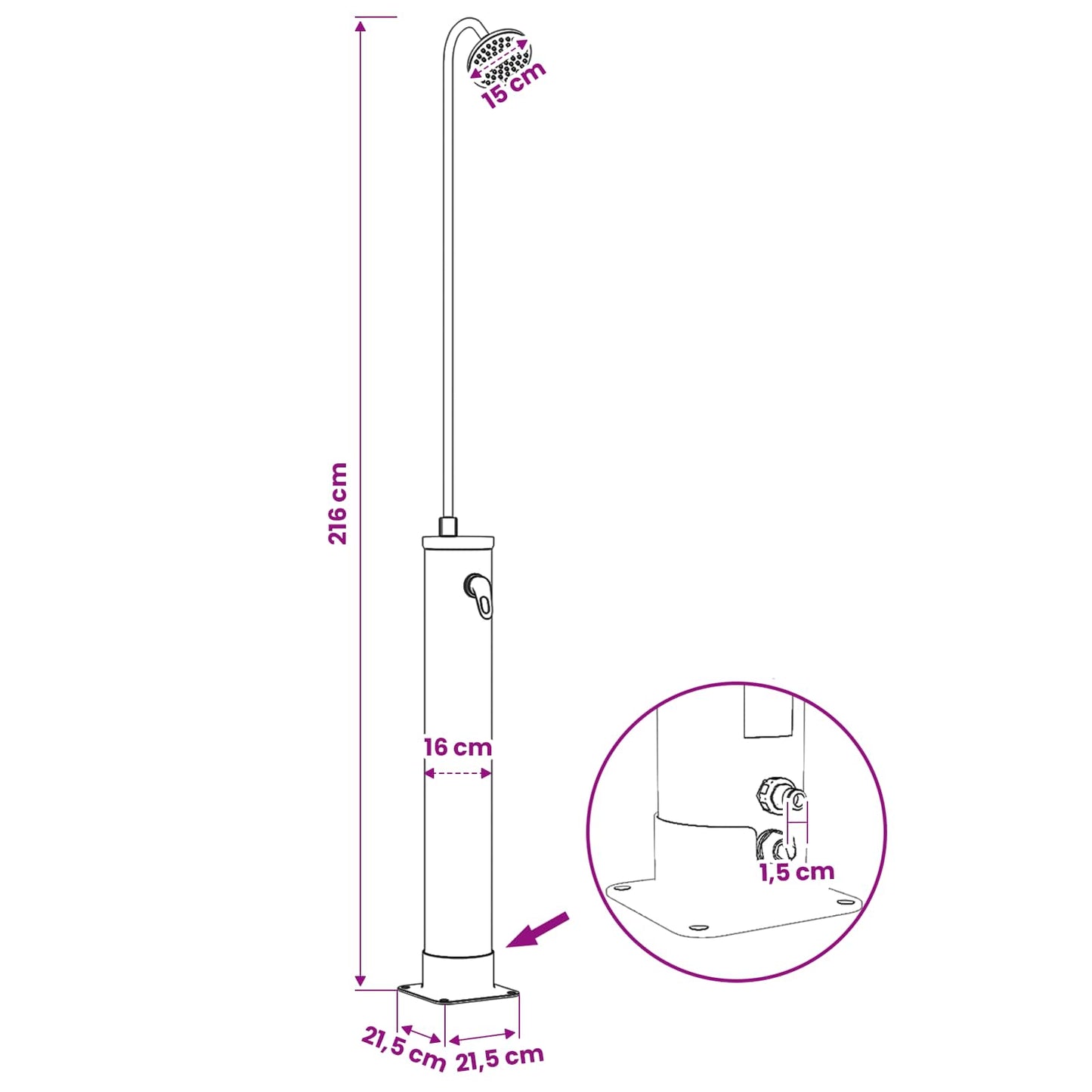 Solar Shower with Shower Head 20 L PVC, ABS, Zinc Alloy Black
