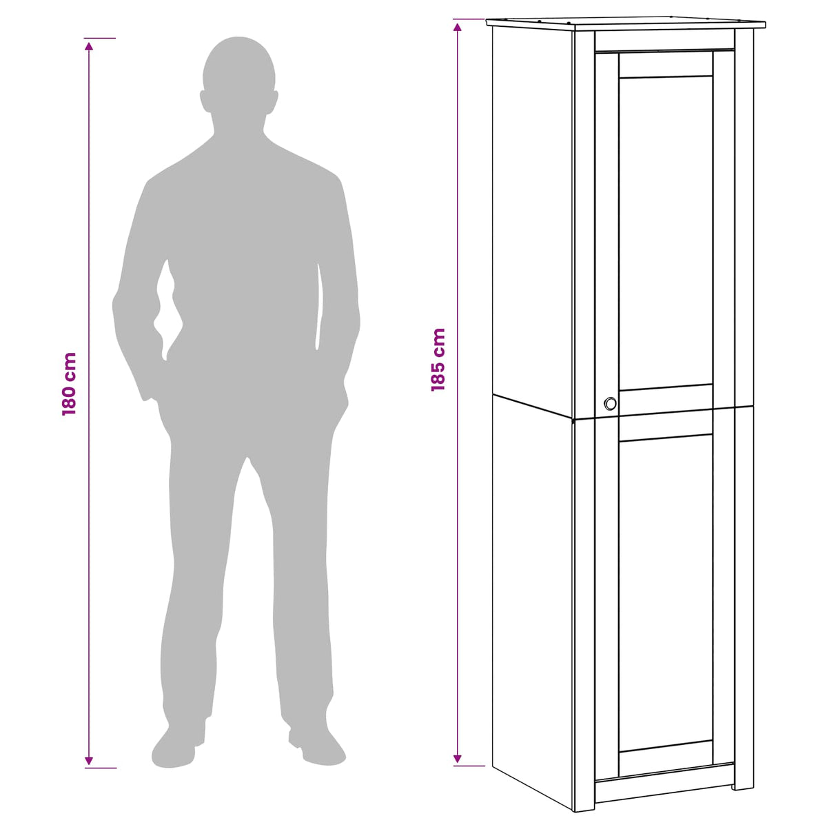 Wardrobe PANAMA Honey 51 x 50 x 185 cm Solid Pine Wood