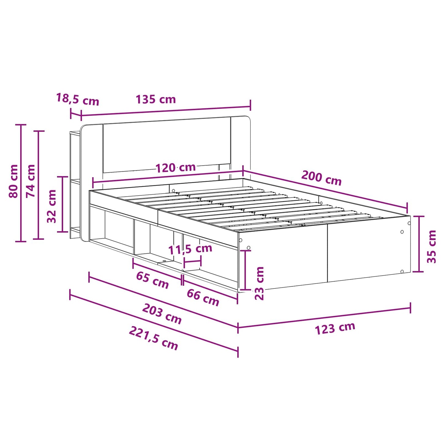 Bed Frame with Storage Old Wood 120 x 200 cm Engineered Wood