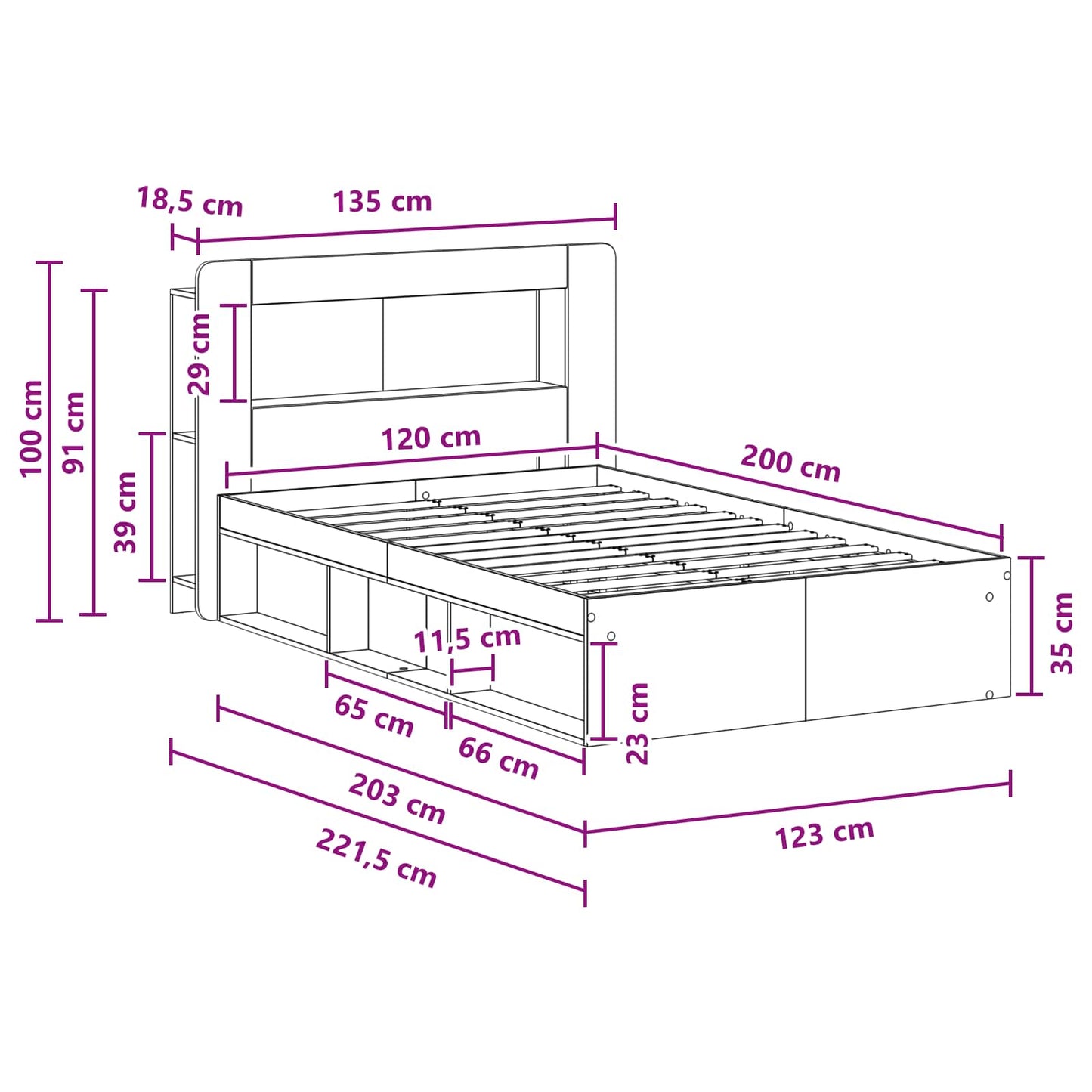 Bed Frame with Storage Old Wood 120 x 200 cm Engineered Wood