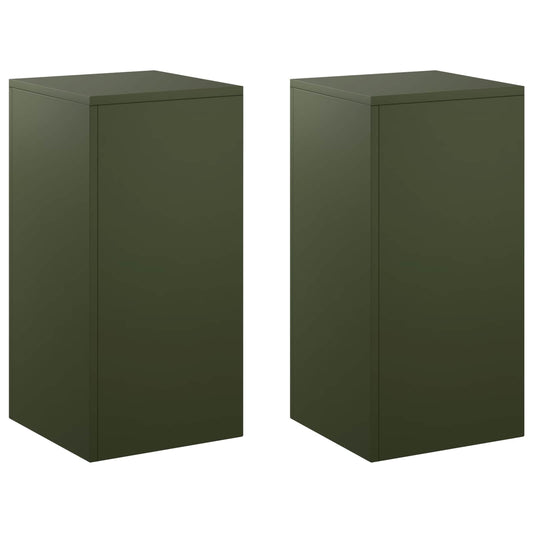 Plant Stand 2 pcs Olive Green 30 x 30 x 60 cm Steel
