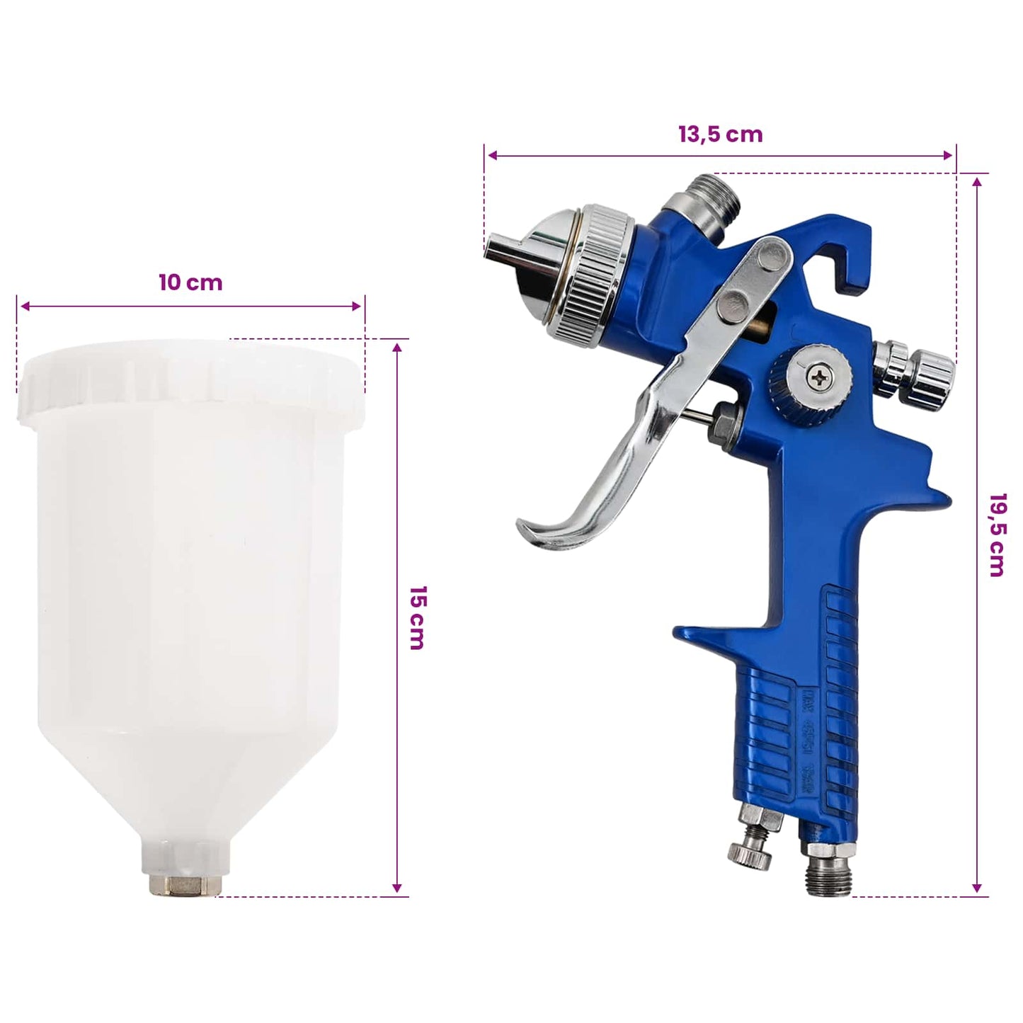 HVLP Paint Spray Gun 600 ml Cup 1.4 mm Nozzle 600 ml