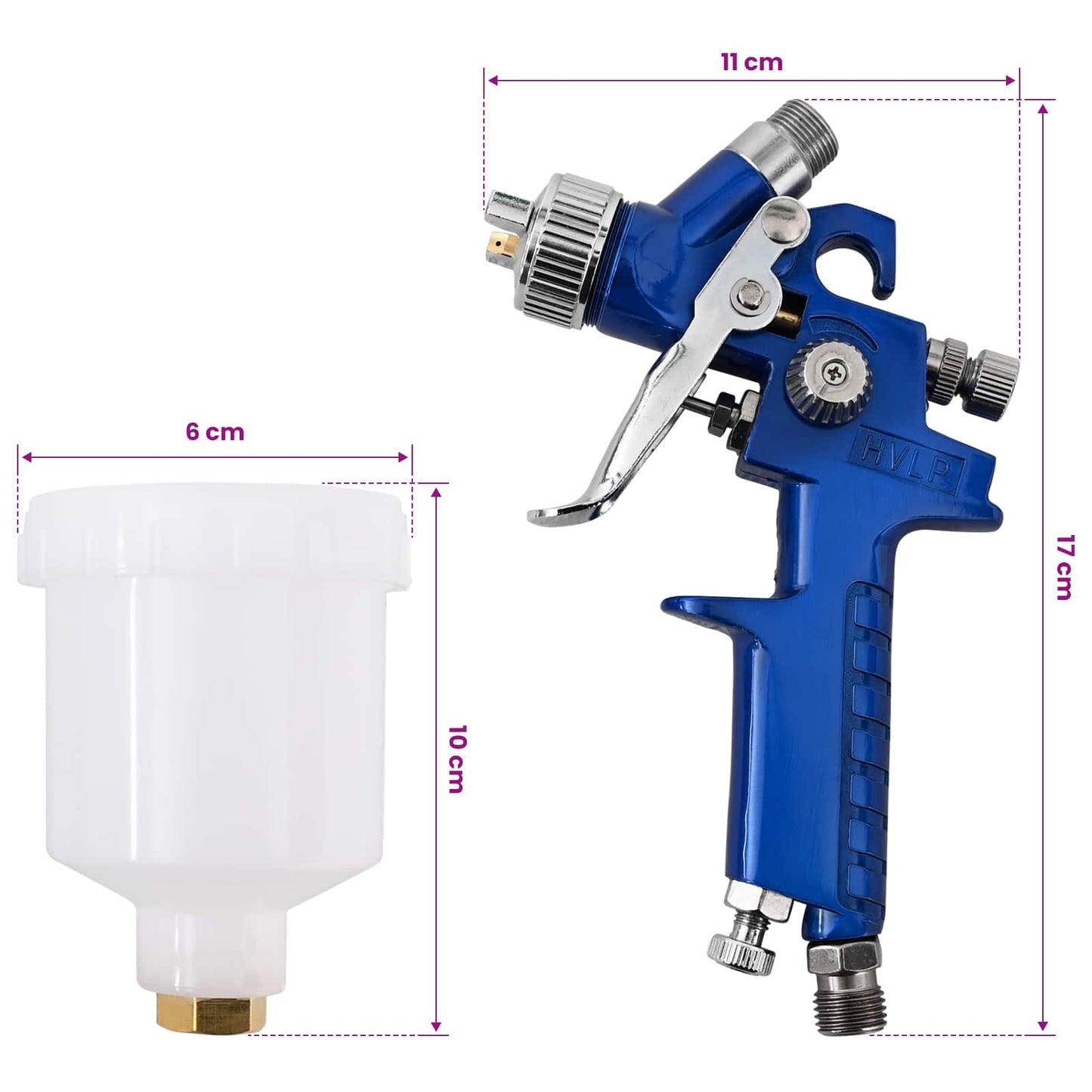 HVLP Paint Spray Gun Kits 125 ml Cup 0.5/0.8 mm Nozzles 125 ml