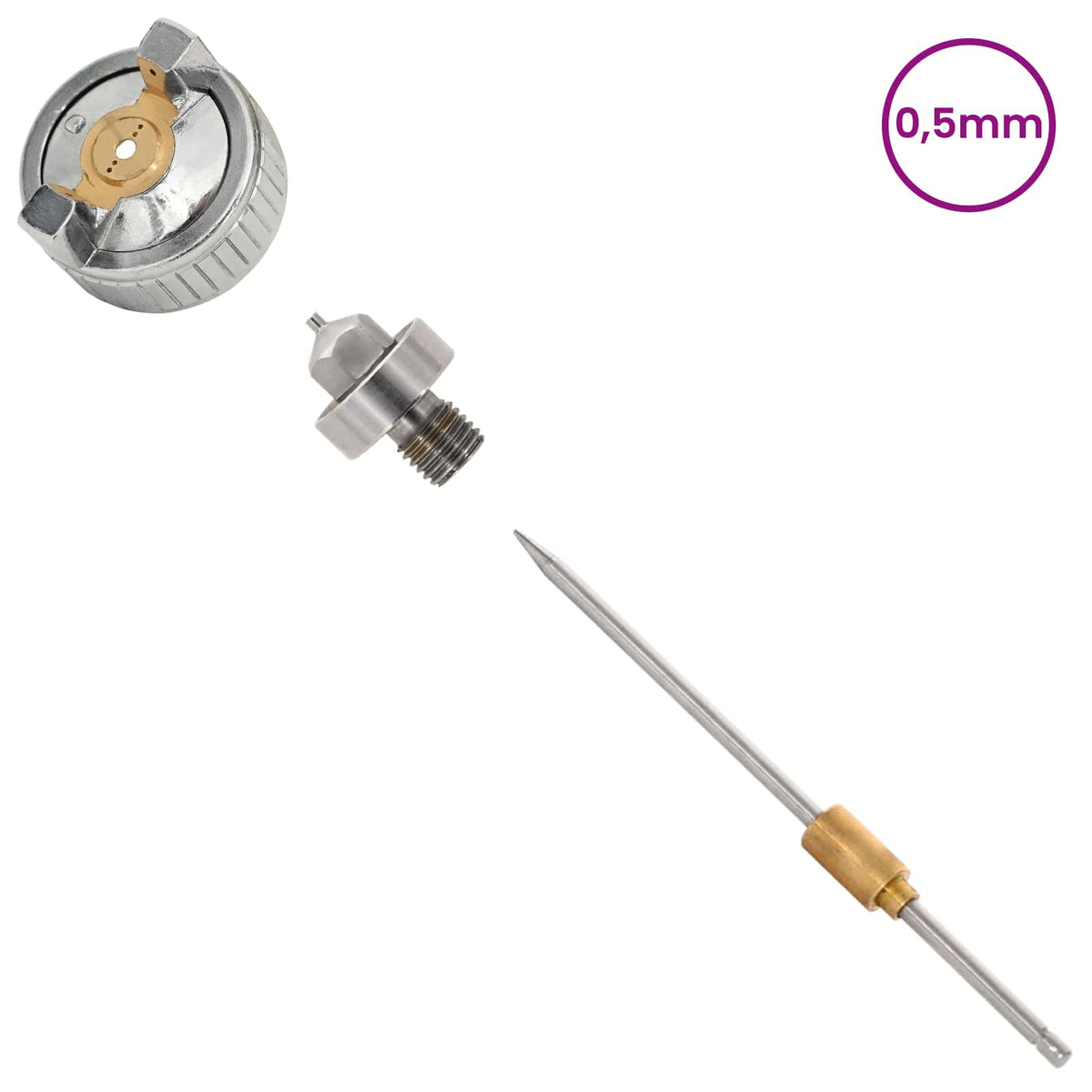 HVLP Spray Gun Nozzle 0.5 mm Nozzle Silver Stainless Steel