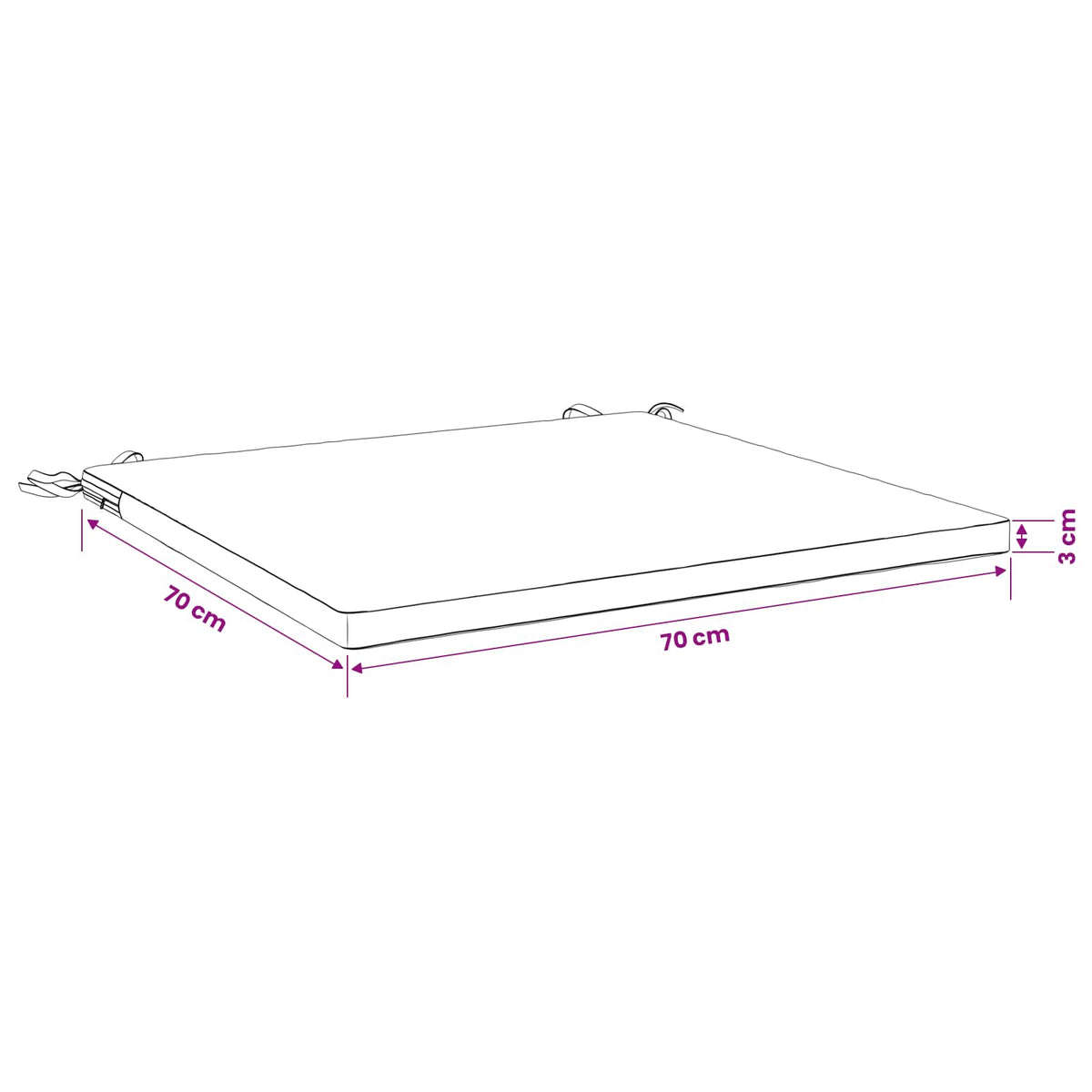 1-Piece Seat Cushion SOEST 100% Polyester Red 70 x 70 x 3 cm