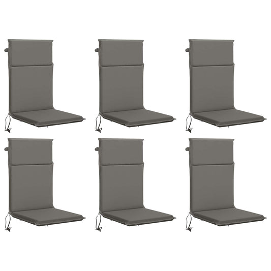 High Back Chair Cushion GEMERT 6 pcs 100% Polyester Grey
