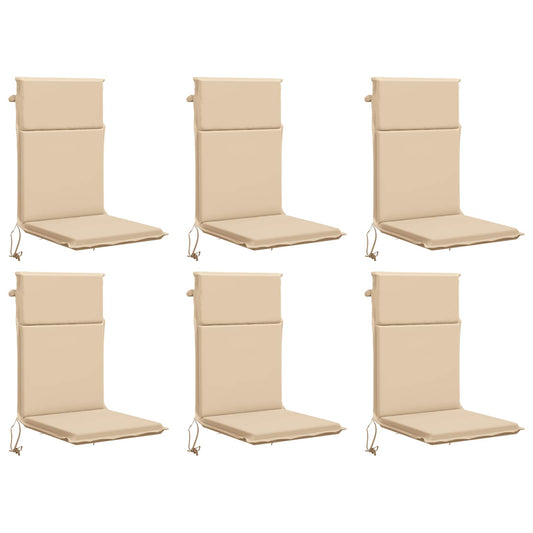 High Back Chair Cushion GEMERT 6 pcs 100% Polyester Cream