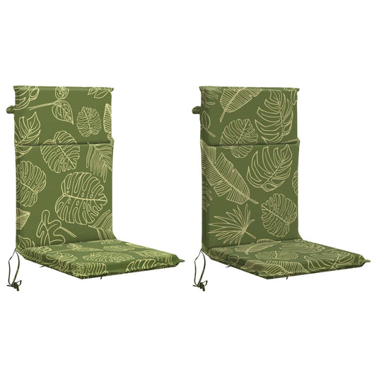 High Back Chair Cushion GEMERT 2 pcs 100% Polyester Leaf Design