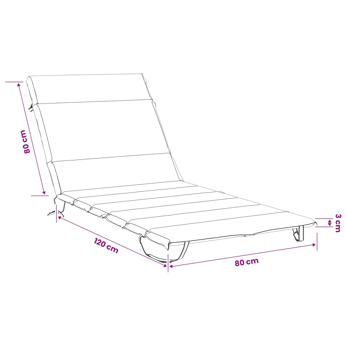 Sunlounger Cushion GEMERT 100% Polyester Taupe 200 x 80 x 3 cm