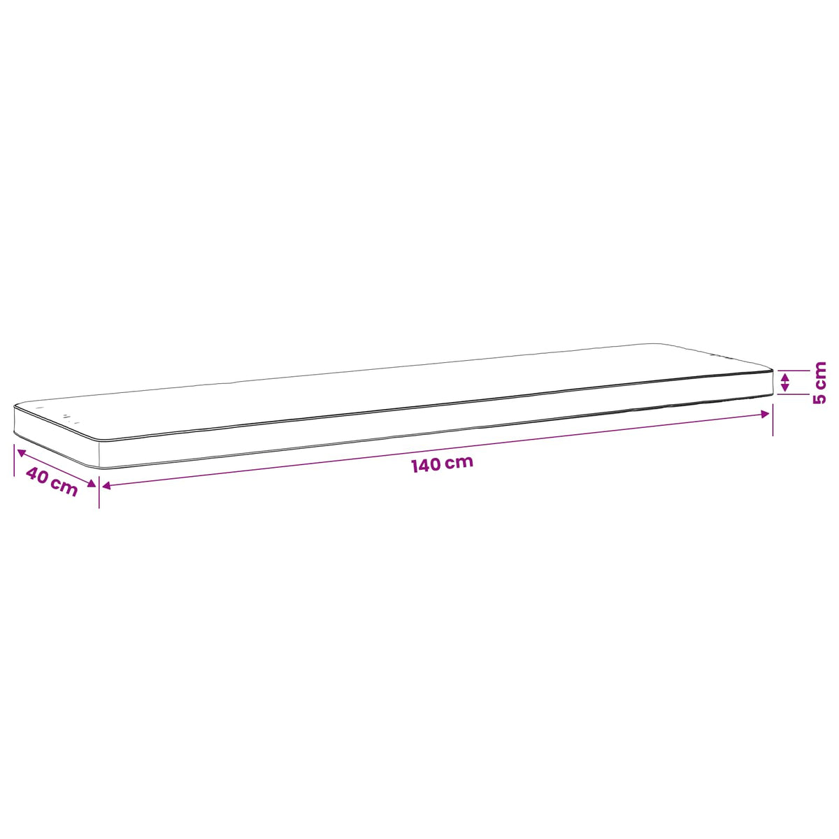 1-Piece Bench Cushion VUGHT 100% Polyester Grey 140 x 40 x 5 cm