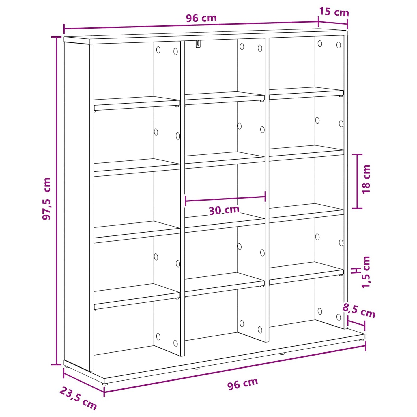 CD Cabinet Black Oak 96 x 23.5 x 97.5 cm Engineered Wood