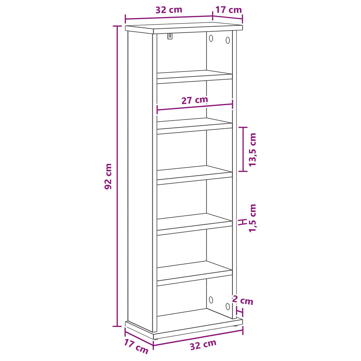 CD Cabinet Concrete Grey 32 x 17 x 92 cm Engineered Wood