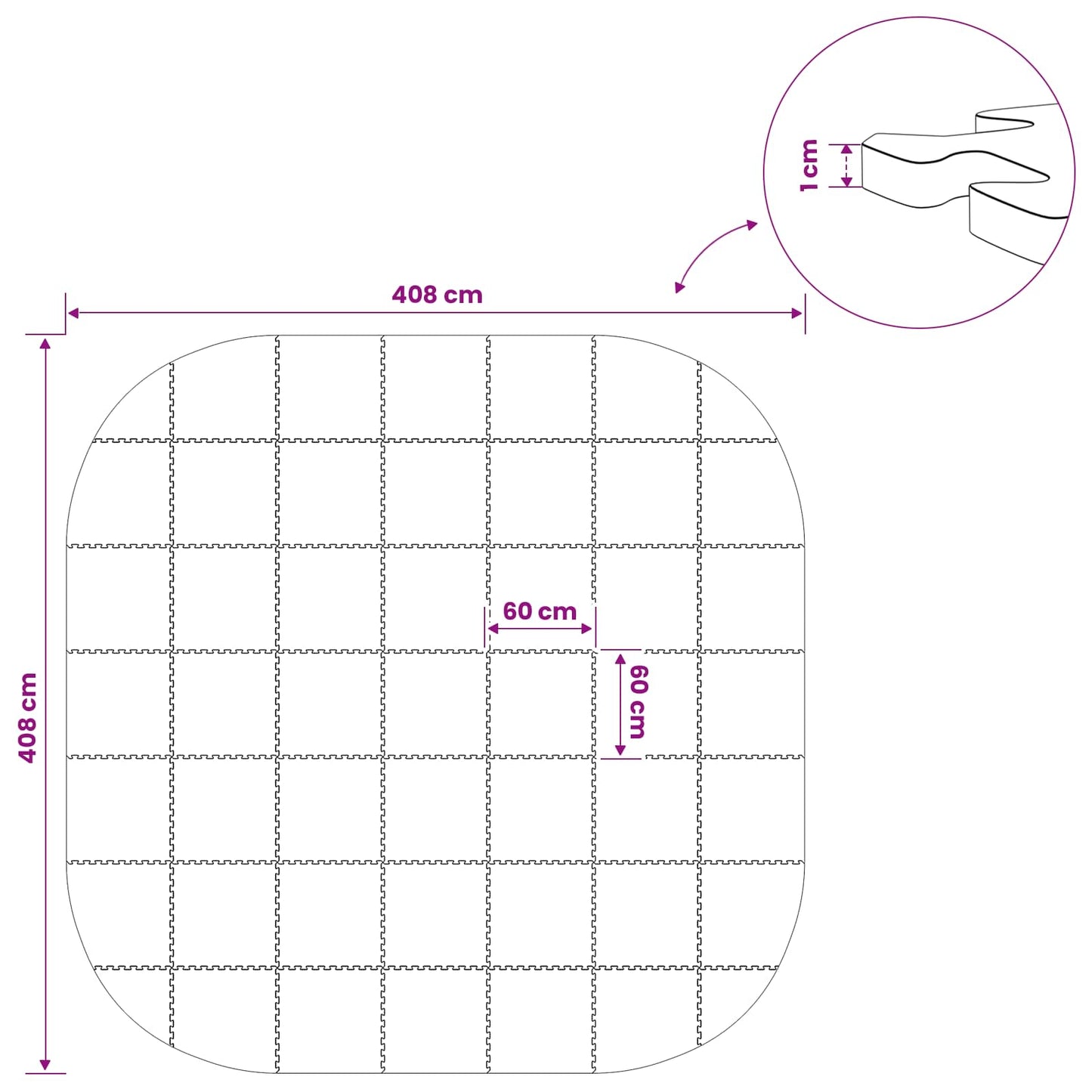 Pool Ground Mat 49 pcs Ø 408 cm Round EVA Foam Black