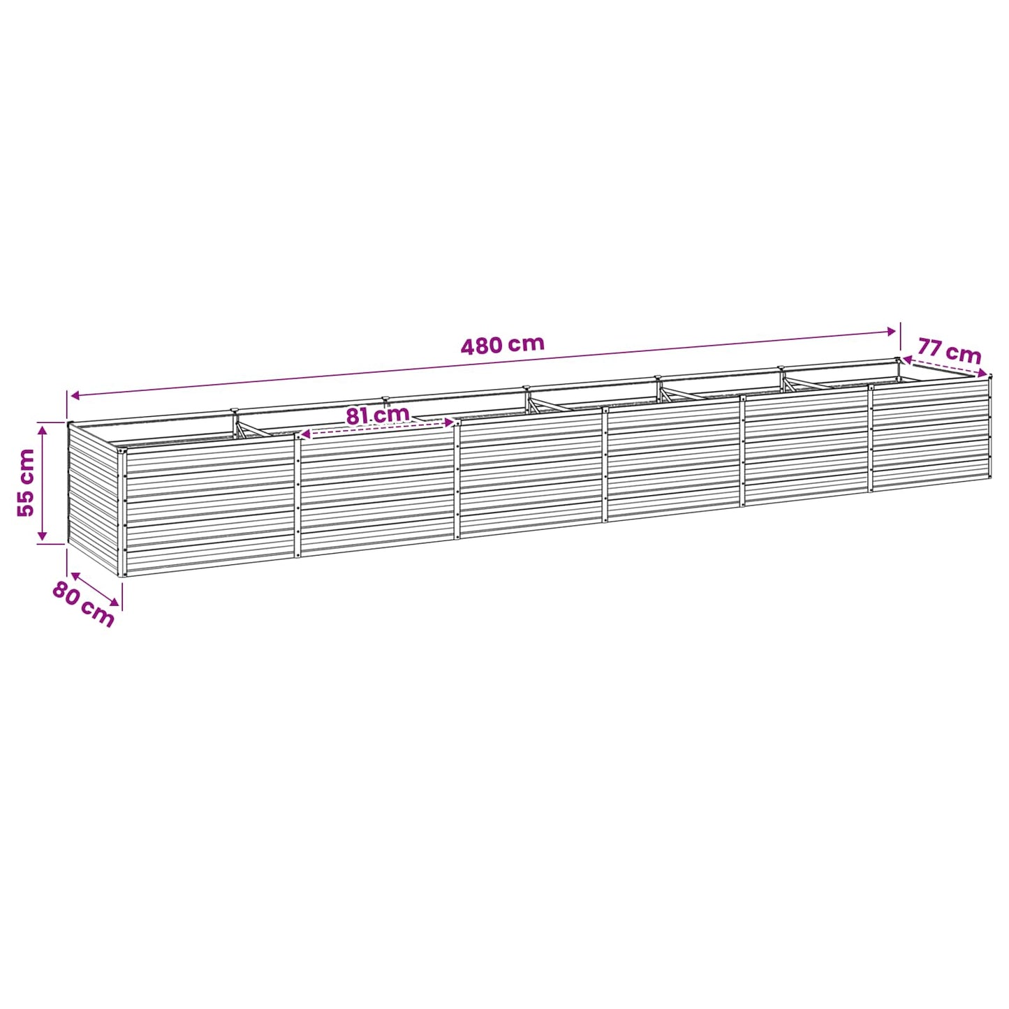 Raised Garden Bed Green 480 x 80 x 55 cm cold-rolled steeel