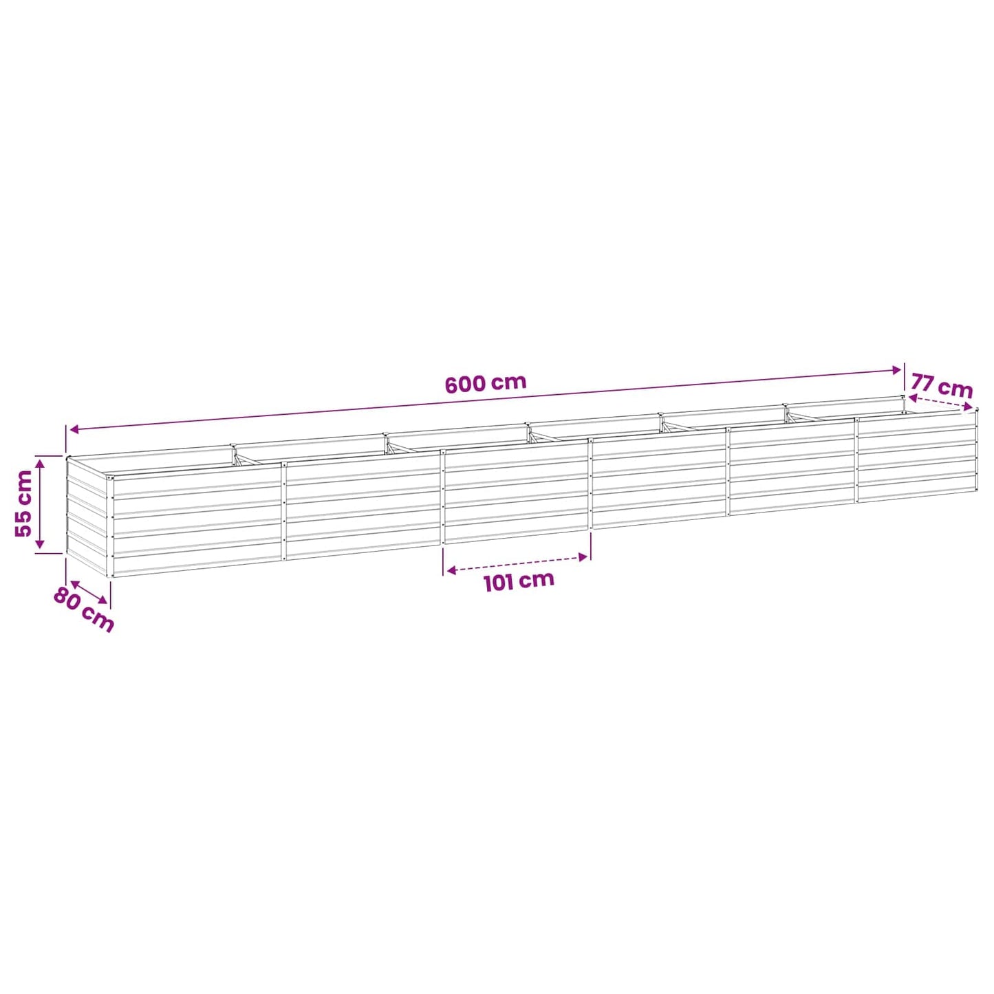 Raised Garden Bed Ivory 600 x 80 x 55 cm cold-rolled steel