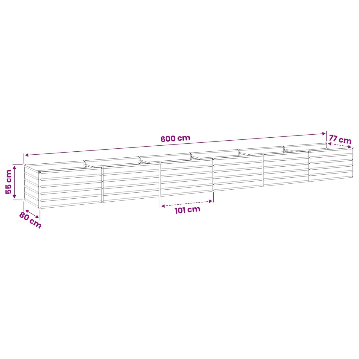 Raised Garden Bed Ivory 600 x 80 x 55 cm cold-rolled steel