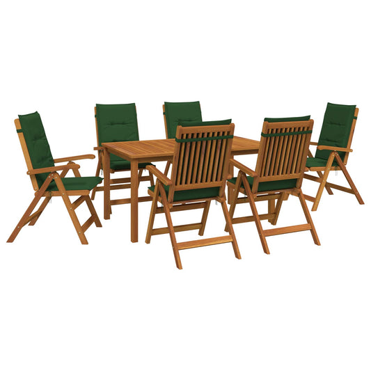 7-Piece Garden Dining Set Natural Solid Acacia Wood
