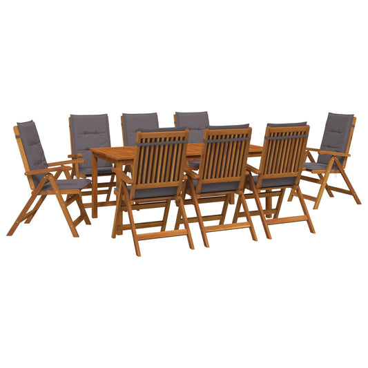 9-Piece Garden Dining Set 8-Seaters Natural Solid Acacia Wood
