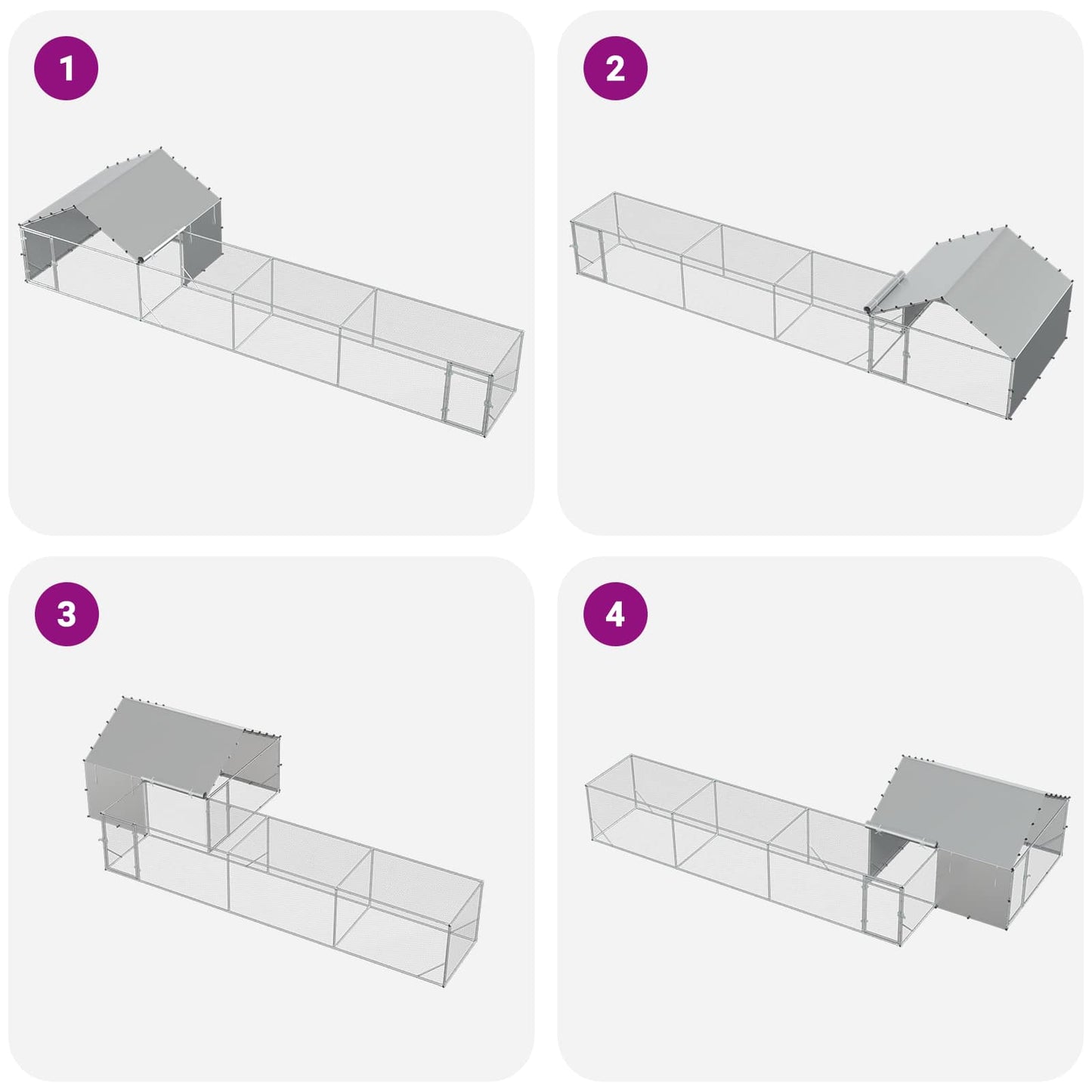 Chicken Coop with Roof and Yard 2 pcs Silver 7 x 2 x 1.5 m
