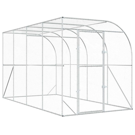 Against Wall Chicken Coop Silver 400 x 200 x 215 cm