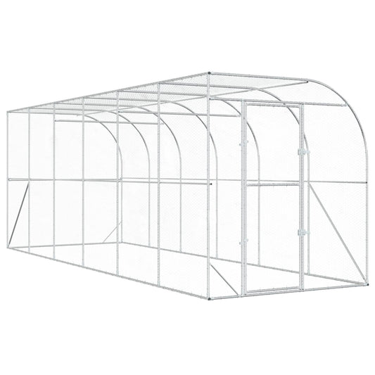 Against Wall Chicken Coop Silver 600 x 200 x 215 cm