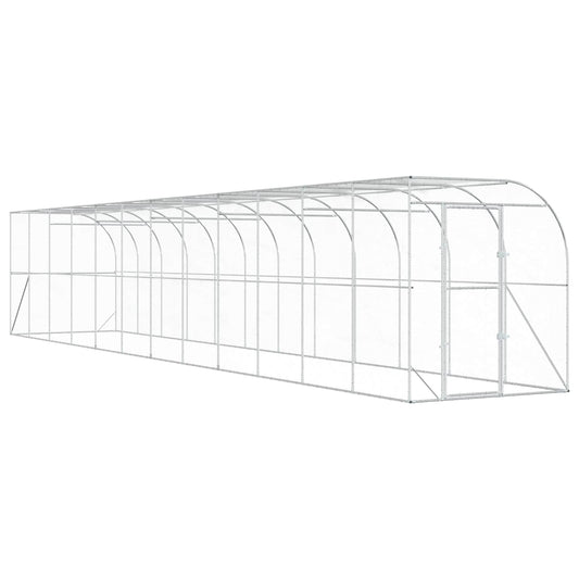 Against Wall Chicken Coop Silver 1200 x 200 x 215 cm