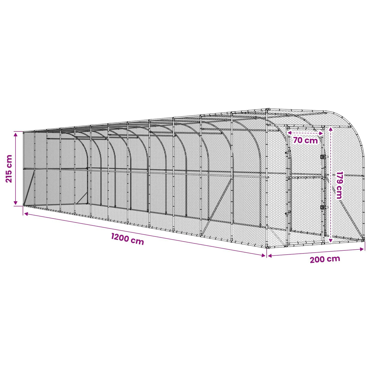 Against Wall Chicken Coop Silver 1200 x 200 x 215 cm